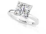 White gold Princess Cut Moissanite Solitaire Ring with Thin Band and Prong Setting_13