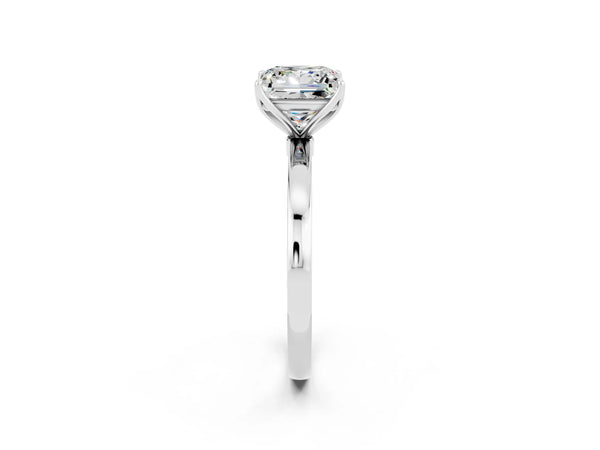 Silver Princess Cut Moissanite Solitaire Ring with Thin Band and Prong Setting