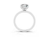 White gold Princess Cut Moissanite Solitaire Ring with Thin Band and Prong Setting_15