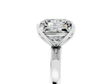 White gold Princess Cut Moissanite Solitaire Ring with Thin Band and Prong Setting_17