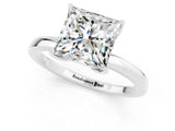 White gold Princess Cut Moissanite Solitaire Ring with Thin Band and Prong Setting_37