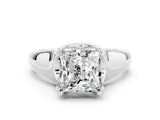 White gold Princess Cut Moissanite Solitaire Ring with Wide Band and Prong Setting