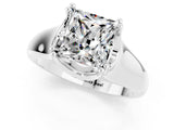 White gold Princess Cut Moissanite Solitaire Ring with Wide Band and Prong Setting_1