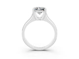White gold Princess Cut Moissanite Solitaire Ring with Wide Band and Prong Setting_3