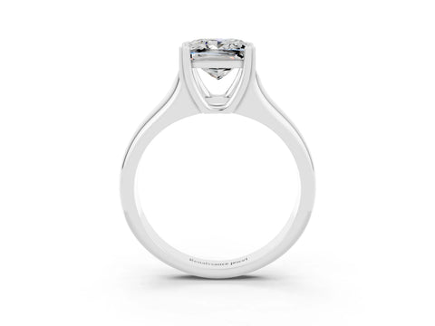 White gold Princess Cut Moissanite Solitaire Ring with Wide Band and Prong Setting_3