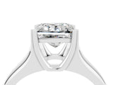 White gold Princess Cut Moissanite Solitaire Ring with Wide Band and Prong Setting_4