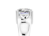 White gold Princess Cut Moissanite Solitaire Ring with Wide Band and Prong Setting_5