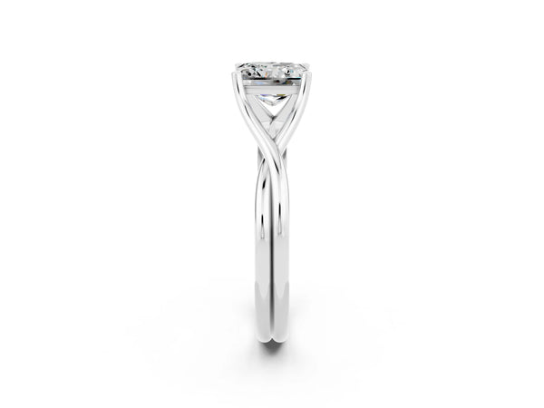 Platinum Princess Cut Moissanite Solitaire Twist Band Prong Setting Ring