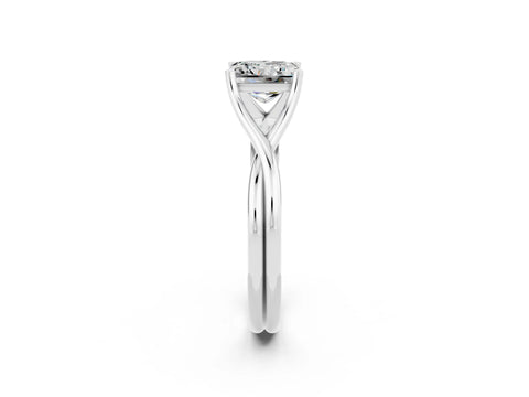 White gold Princess Cut Moissanite Solitaire Twist Band Prong Setting Ring_38