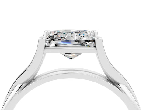 White gold Princess Cut Moissanite Solitaire Twist Band Prong Setting Ring_40