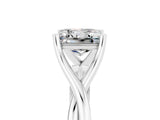 White gold Princess Cut Moissanite Solitaire Twist Band Prong Setting Ring_41