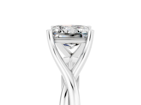White gold Princess Cut Moissanite Solitaire Twist Band Prong Setting Ring_41