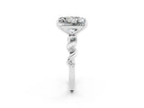 White gold Princess Cut Moissanite Solitaire Twisted Band with Round  Accents and Prong Setting_14