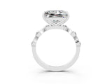 White gold Princess Cut Moissanite Solitaire Twisted Band with Round  Accents and Prong Setting_15