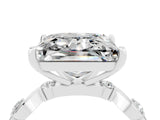 White gold Princess Cut Moissanite Solitaire Twisted Band with Round  Accents and Prong Setting_16