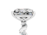 White gold Princess Cut Moissanite Solitaire Twisted Band with Round  Accents and Prong Setting_17