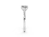 White gold Princess Cut Moissanite Solitaire with Side Baguettes and Channel Set Band_2