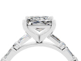 White gold Princess Cut Moissanite Solitaire with Side Baguettes and Channel Set Band_4