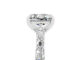 White gold Princess Cut Moissanite Solitaire with Side Baguettes and Channel Set Band_5
