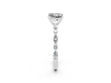 White gold Princess Cut Moissanite Solitaire with Side Stones on a Pavé Band and Four-Prong Setting_2