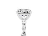 White gold Princess Cut Moissanite Solitaire with Side Stones on a Pavé Band and Four-Prong Setting_5