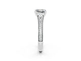 White gold Princess Cut Moissanite Split Shank Engagement Ring with Pavé Band_2