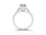 White gold Princess Cut Moissanite Split Shank Engagement Ring with Pavé Band_3
