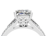 White gold Princess Cut Moissanite Split Shank Engagement Ring with Pavé Band_4