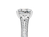 White gold Princess Cut Moissanite Split Shank Engagement Ring with Pavé Band_5