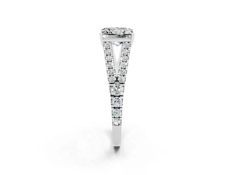 White gold Princess Cut Moissanite Split Shank Pavé Engagement Ring with Four-Prong Setting_14
