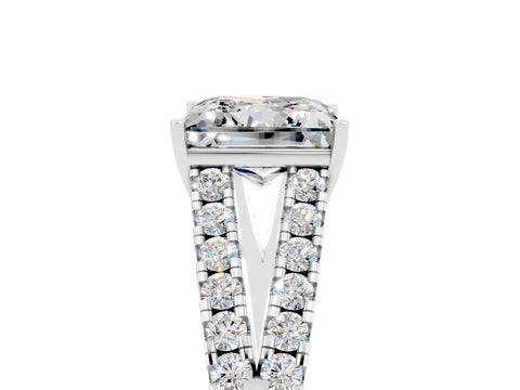 White gold Princess Cut Moissanite Split Shank Pavé Engagement Ring with Four-Prong Setting_17