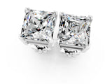 10K White Gold 1.01 Carat Princess Moissanite Stud Earrings