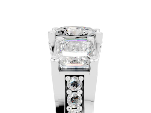 White gold Princess Cut Moissanite Three-Stone Ring with Channel Set Band and Four-Prong Setting_5