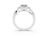 White gold Princess Cut Moissanite Three-Stone Ring with Pavé Split Shank and Four-Prong Setting_3
