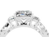 White gold Princess Cut Moissanite Three-Stone Ring with Pavé Split Shank and Four-Prong Setting_4