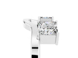 White gold Princess Cut Moissanite Two-Stone Open Band Ring with Four-Prong Setting_11