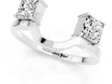 White gold Princess Cut Moissanite Two-Stone Open Band Ring with Four-Prong Setting_7