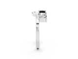 White gold Princess Cut Moissanite Two-Stone Open Band Ring with Four-Prong Setting_8