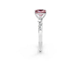White gold Princess Cut Morganite Cluster Side Stone Solitaire Ring with Prong Setting_26