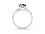 White gold Princess Cut Morganite Cluster Side Stone Solitaire Ring with Prong Setting_27