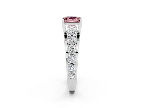 White gold Princess Cut Morganite Engagement Ring with Pavé Band and Four-Prong Setting_2