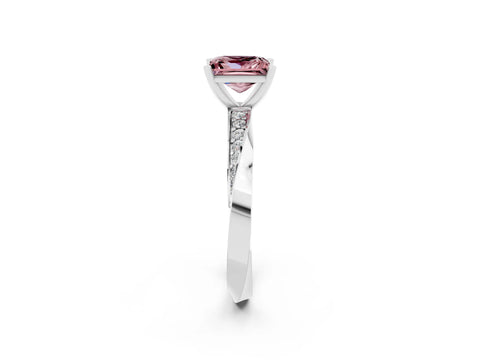 White gold Princess Cut Morganite Engagement Ring with Side Stone Accents and Four-Prong Setting_41