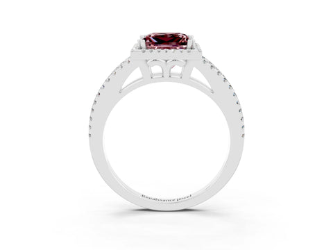 White gold Princess Cut Morganite Halo Split Shank Engagement Ring_15