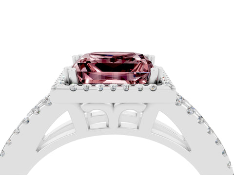 White gold Princess Cut Morganite Halo Split Shank Engagement Ring_16