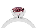 White gold Princess Cut Morganite Milgrain Pavé Engagement Ring with Four-Prong Setting_16