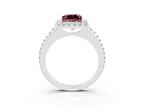 White gold Princess Cut Morganite Pavé Halo Ring with Four-Prong Setting_15