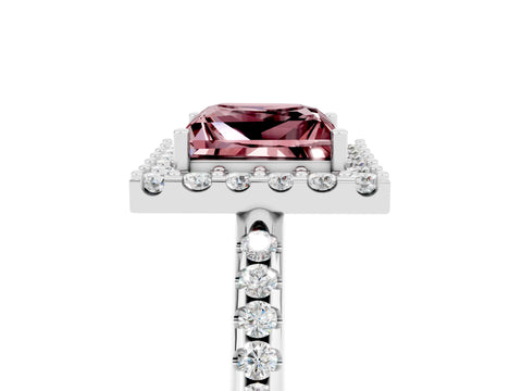 White gold Princess Cut Morganite Pavé Halo Ring with Four-Prong Setting_17