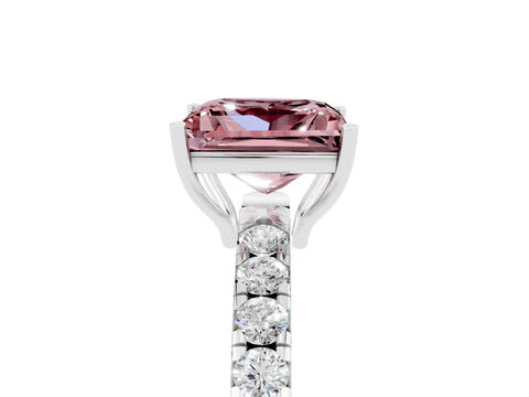White gold Princess Cut Morganite Pavé Solitaire Engagement Ring with Four-Prong Setting_17