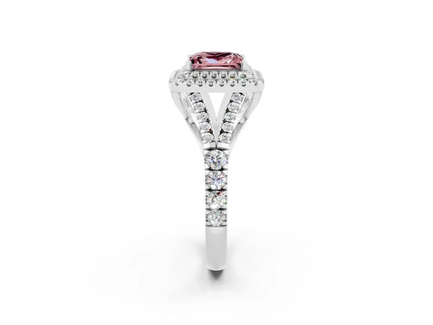 White gold Princess Cut Morganite Pavé Split Shank Double Halo Engagement Ring_2
