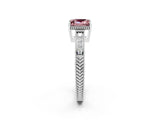 White gold Princess Cut Morganite Ring with Milgrain Pavé Band and Four-Prong Setting_14